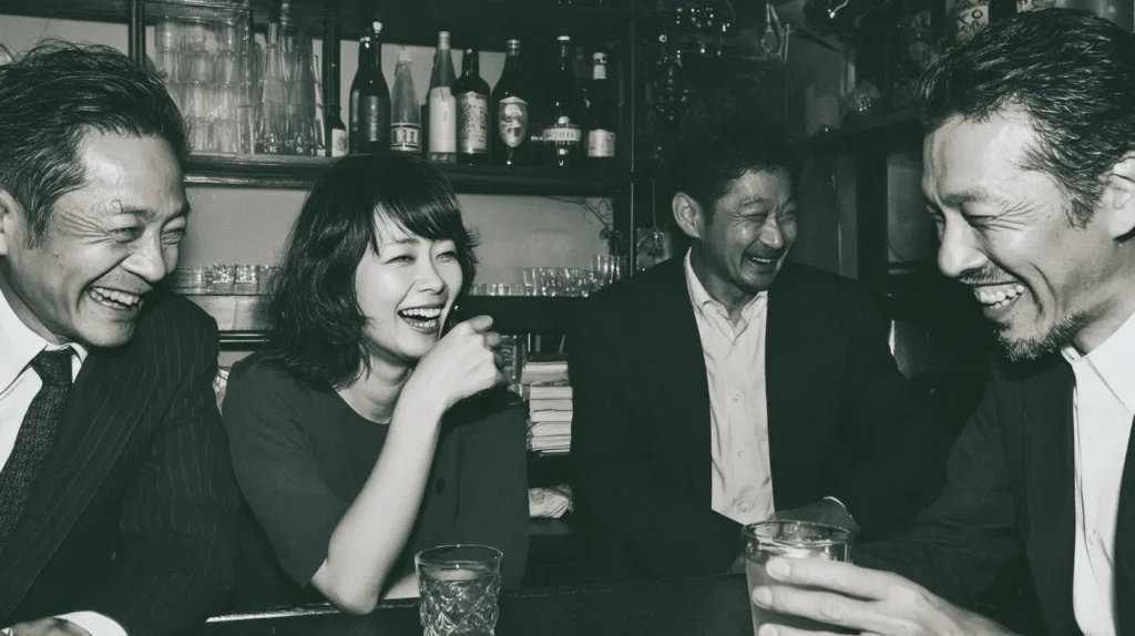 スナックで会話を楽しむ常連客